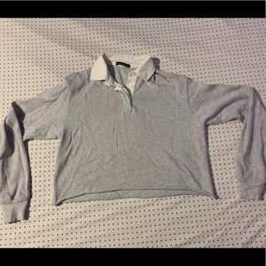 brandy melville cropped long sleeve collared shirt